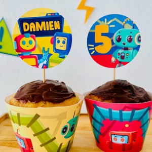 Robots Party Cupcake Toppers Printable/ Robotics Science Cupcake Topper Party Decorations Printable