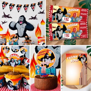 King Kong Party, Planet of the Apes Party, Kong Skull Island Party, Legend of Tarzan, Rampage Movie Party, Black Gorilla Themed Birthday Party Decorations | Kingdom of the Planet of the Apes Decor