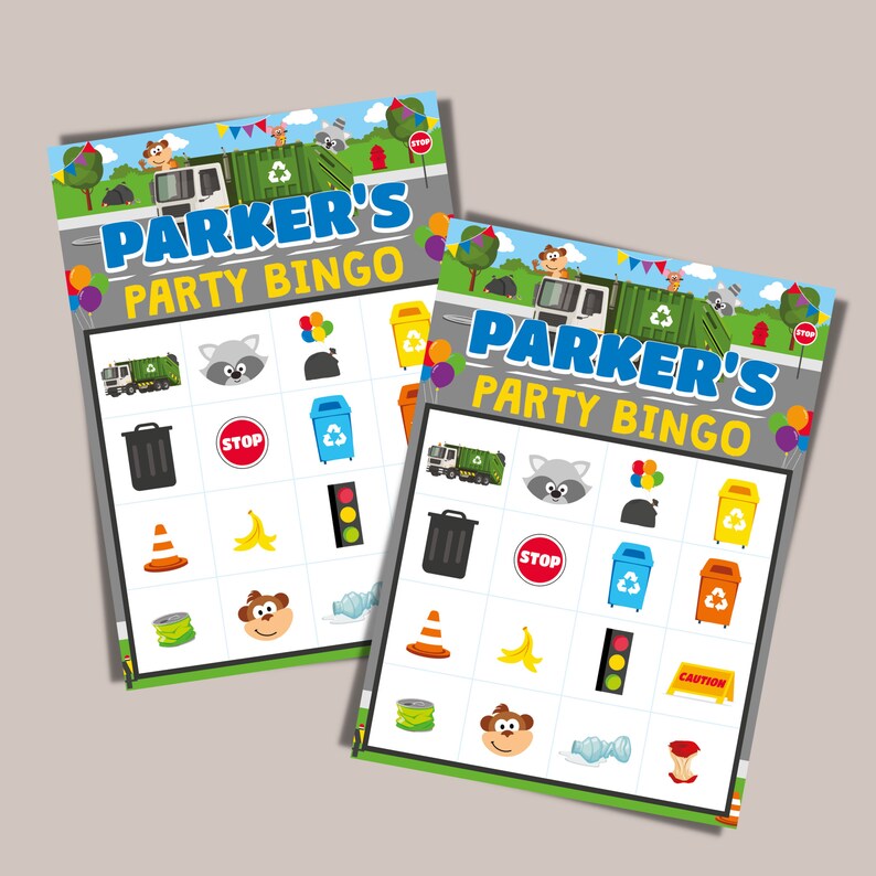 Garbage Truck Party Game Bingo