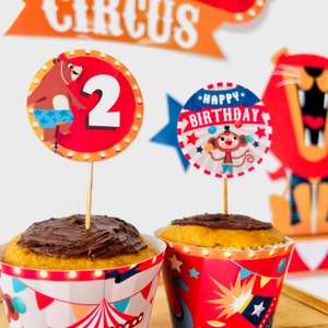 Circus Animals Party Cupcake Toppers EDITABLE Printable | Birthday ...