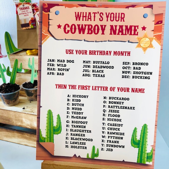 What's Your Cowgirl Name Game (1 Cowgirl Theme Sign and 30 Name Tag  Stickers), Cowgirl Game Party Decoration, Birthday Game for Kids, Family  Game-5