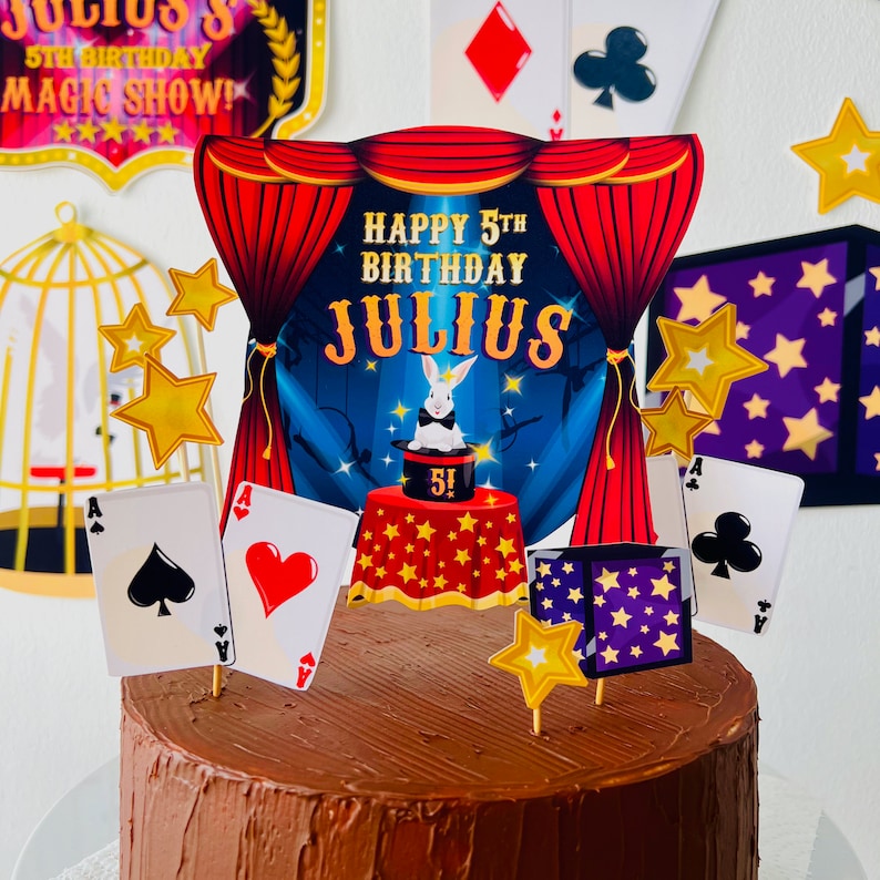 Magic Show Birthday Cake Topper Party Printable/ Greatest Showman Cake Topper/ Magician Birthday Cake/ Circus Party Decor Printable