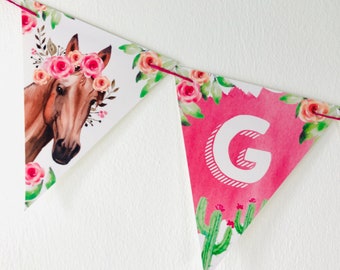 Horse Birthday Party Banner/ Cowgirl Birthday Banner/ Horse Girl Banner/ Pony Banner EDITABLE Party Printable