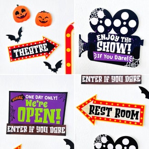 Halloween Movie Night Concession Decorations Sign Bundle Pack/ Halloween Party Signs Decorations