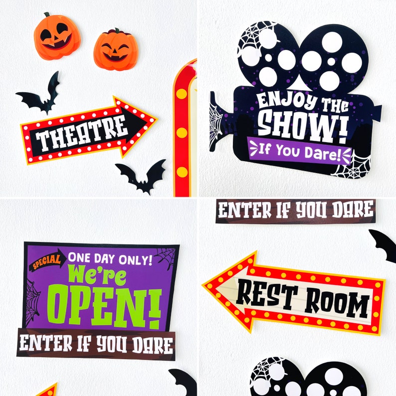 Halloween Movie Night Concession Decorations Sign Bundle Pack/ Halloween Party Signs Decorations