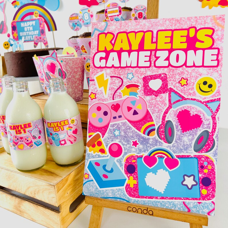 Gamer Girl Party Decorations Welcome Sign