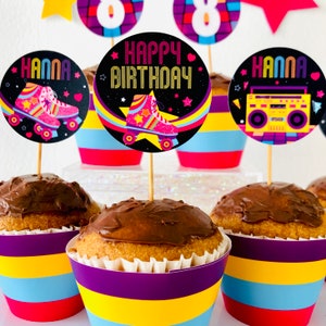 Roller Skating Party Cupcake Toppers