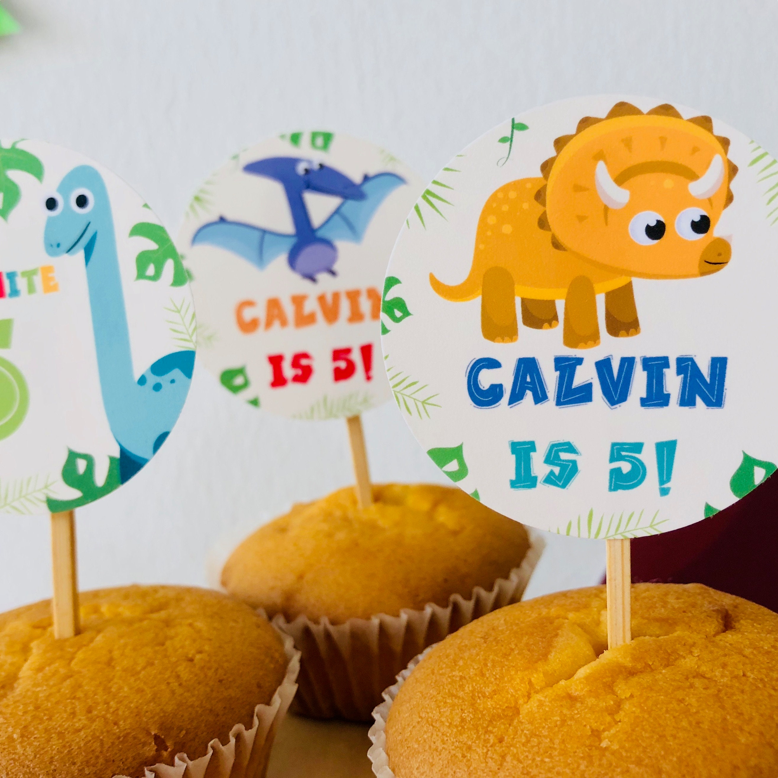 Dinosaur Cupcake Toppers, Editable Dino-mite Party Printables (digital ...