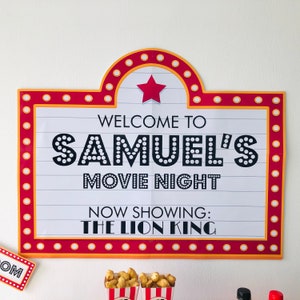Movie Night Party Backdrop/ Movie Night Concession Stand Backdrop/ Movie Night Birthday Backdrop EDITABLE Printable