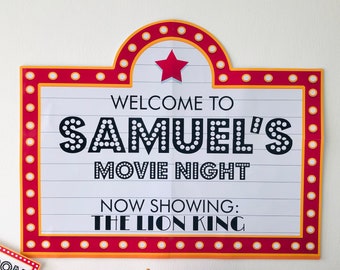 Movie Night Party Backdrop/ Movie Night Concession Stand Backdrop/ Movie Night Birthday Backdrop EDITABLE Printable