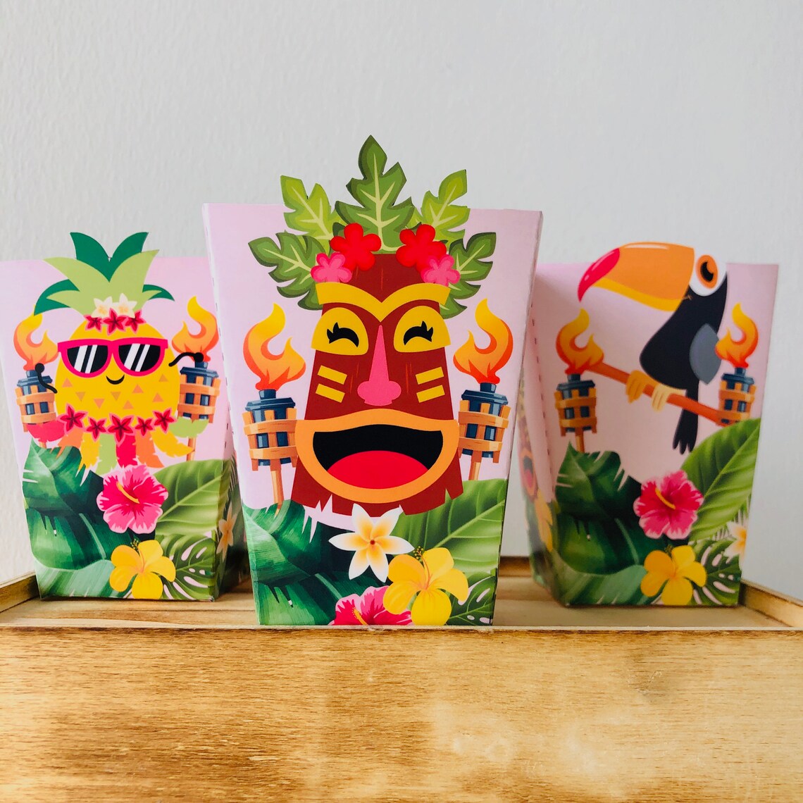 Luau Party Favor Boxes/ Hawaiian Tiki Party Snack Box/ Etsy