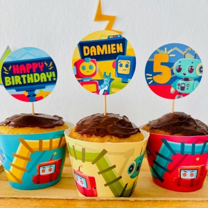 Robots Party Cupcake Toppers Printable/ Robotics Science Cupcake Topper Party Decorations Printable
