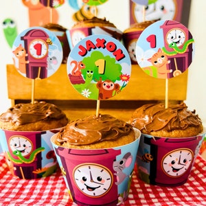 Hickory Dickory Dock Party Cupcake Toppers | Nursery Rhymes Party Food Dessert Topper | Mouse went up the Clock Party Decor | First Birthday Party Food Table Decor | Dessert Toppers