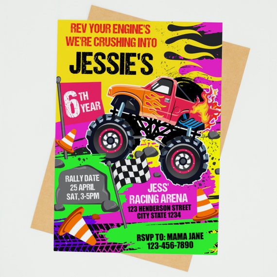 Monster Truck Paint Jam Birthday Invitation/ Paint Jam Monster Jam ...