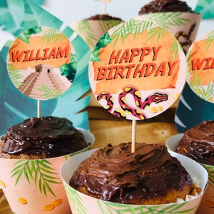 Indiana Jones Party Adventure Explorer Birthday Party Cupcake Toppers