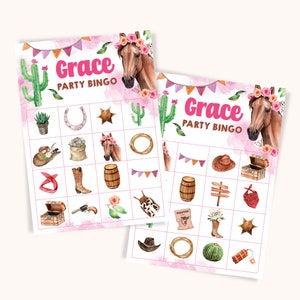 Horse Party Cowgirl Birthday Party Game Bingo Game