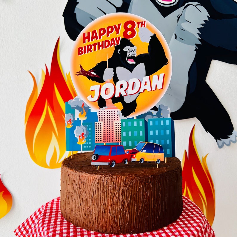 King Kong Party, Planet of the Apes Party, Kong Skull Island Party, Legend of Tarzan, Rampage Movie Party, Black Gorilla Themed Birthday Party Decorations, Kingdom of the Apes | King Kong Birthday Cake, Planet of Apes Cake Topper