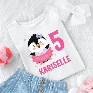 Penguin Girl Birthday Shirt Design/ Penguin Ballet Tutu Happy Feet Birthday Tee Shirt Design (for your own printing)