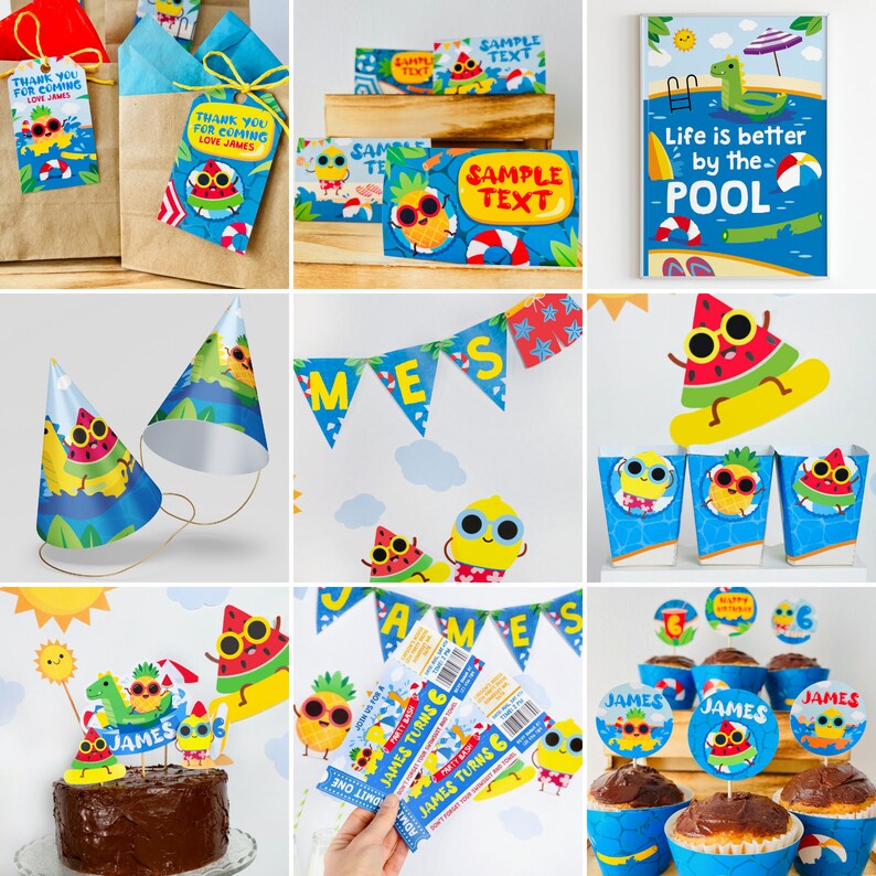 Summer Pool Party Decorations/ Water Slide Beach Birthday Party Decor