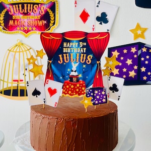 Magic Show Birthday Cake Topper Party Printable/ Greatest Showman Cake Topper/ Magician Birthday Cake/ Circus Party Decor Printable