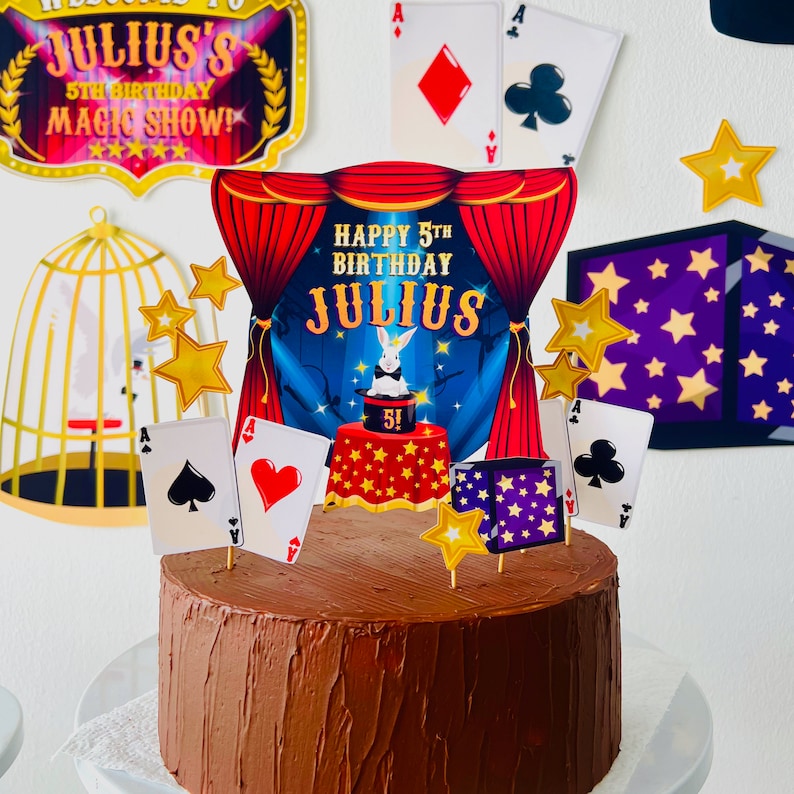Magic Show Birthday Cake Topper Party Printable/ Greatest Showman Cake Topper/ Magician Birthday Cake/ Circus Party Decor Printable