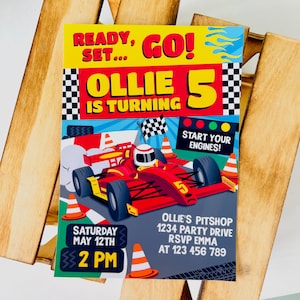 Car Racing Birthday Invitation/ Race Car Party Invite/ Go Kart F1 Grand Prix Invitation