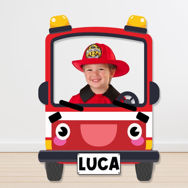 Fire Truck Photo Booth Props Frame EDITABLE Printable/ Fire Engine Truck Firefighter Party Large Photo Props Frame Printable