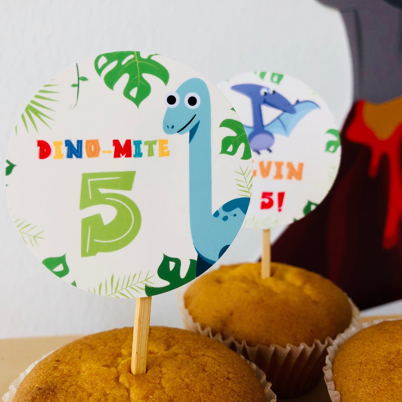 Dinosaur Cupcake Toppers, Editable Dino-mite Party Printables (digital ...
