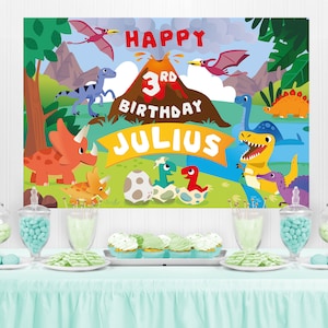 Dinosaur Birthday Backdrop EDITABLE Printable | Prehistoric, Jurassic Park Dinosaurs Party Banner Birthday Backdrop, Party Decorations