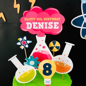 Girl Science Party Birthday Cake Topper