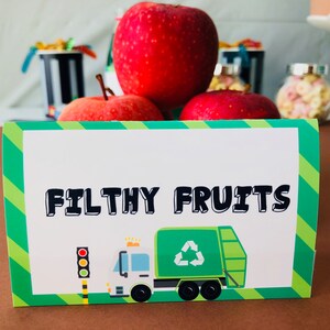 Garbage Truck Party Food Card
