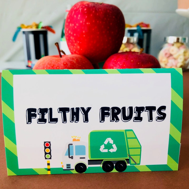 Garbage Truck Party Food Card