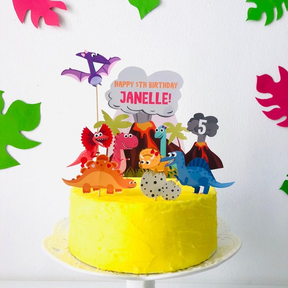 Girl Dinosaur / Pink Dino-Mite/ 10 Little Dinosaurs Cake Topper ...