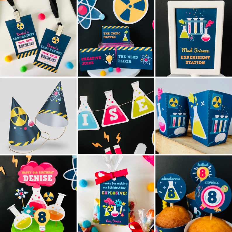 Science Party Printables Editable Kit in Pink/ Scientist Pink - Etsy