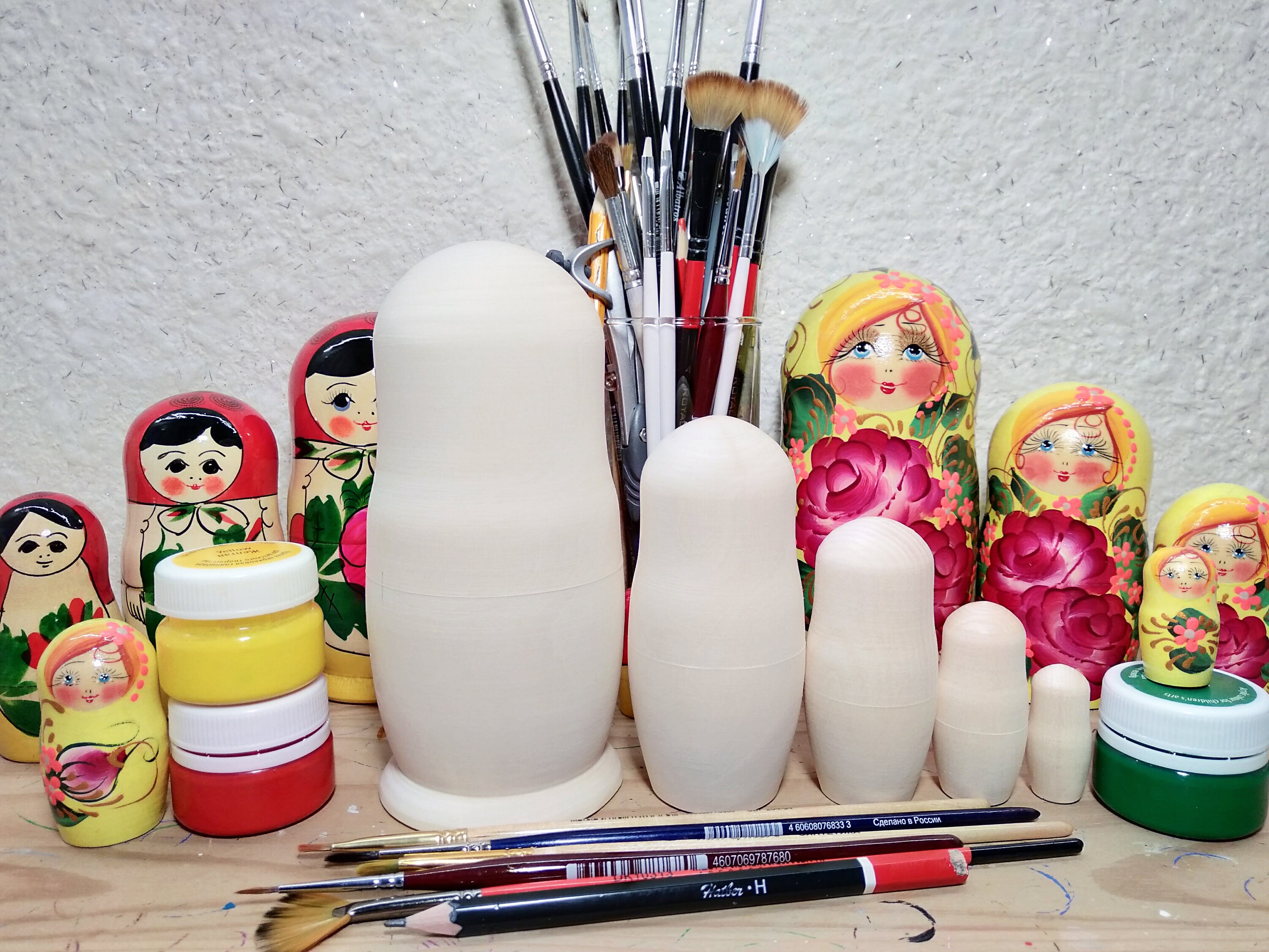Blank nesting doll 5 pieces. Set of unpainted wooden dolls Etsy