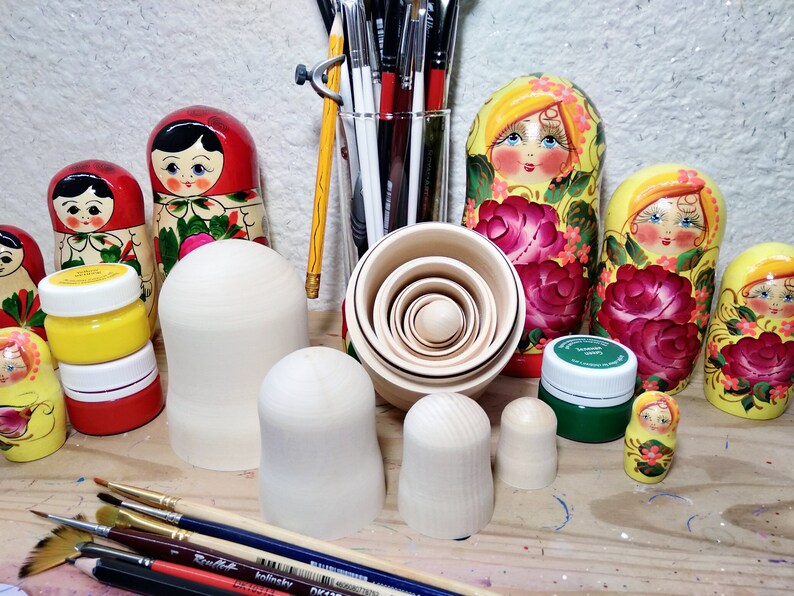 Blank Nesting Doll 5 Pieces. Set of Unpainted Wooden Dolls Etsy