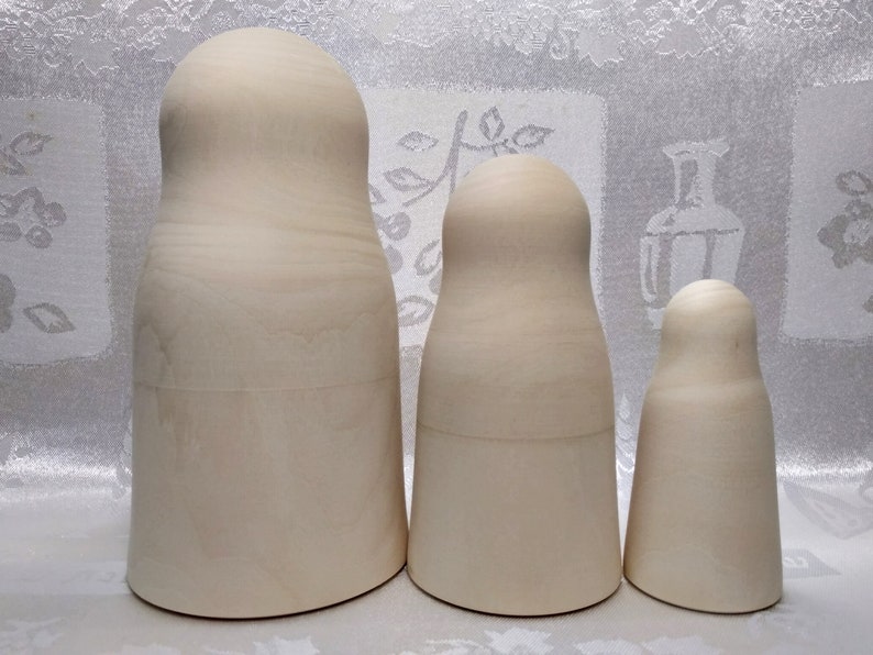 Blank nesting doll3 pieces.Set of unpainted wooden dolls Etsy