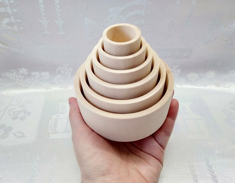 Wooden bowls cups stacking blank pyramid. Etsy