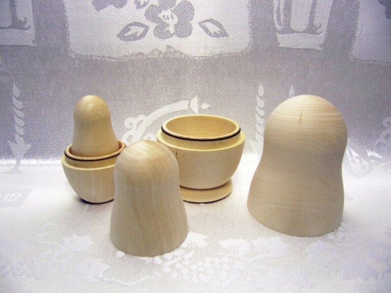 Blank nesting doll 3 pieces. Set of unpainted wooden dolls Etsy