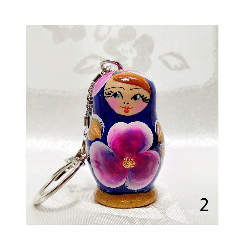 Matryoshka Keychains Wooden keychain in russian nesting Etsy