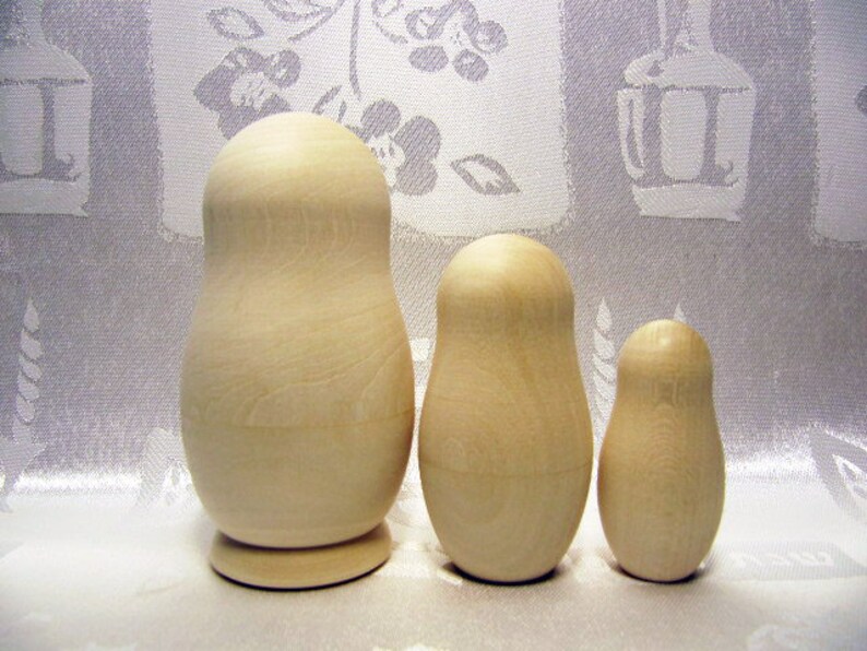 Blank nesting doll 3 pieces. Set of unpainted wooden dolls Etsy