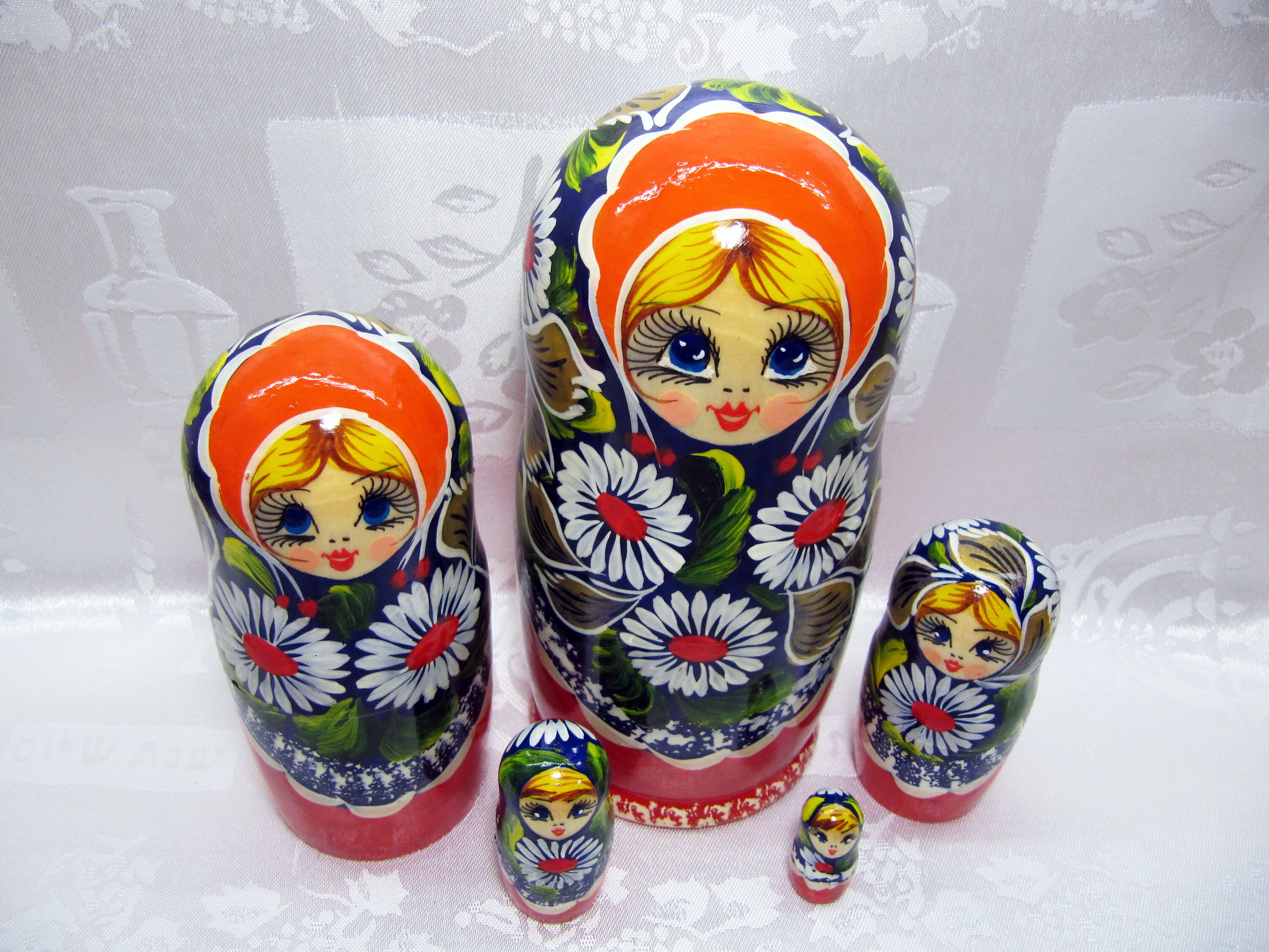Nesting Doll 5 Pieces Handmade of Wood Painted in Etsy