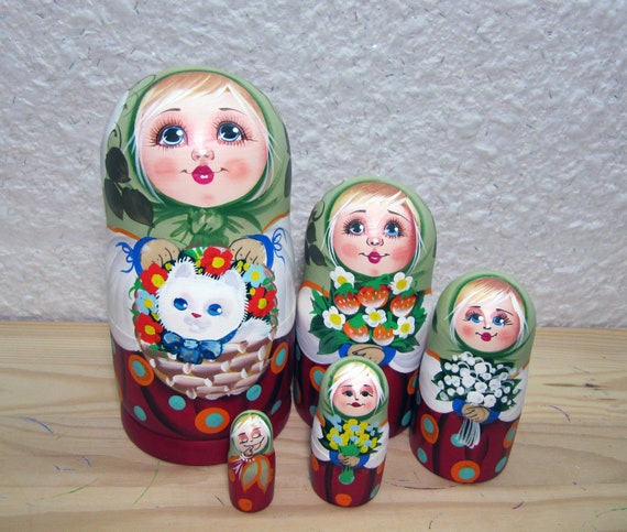 Russian Nesting Doll with Sunflower Matryoshka Wooden Egg Ornament 3 Inches