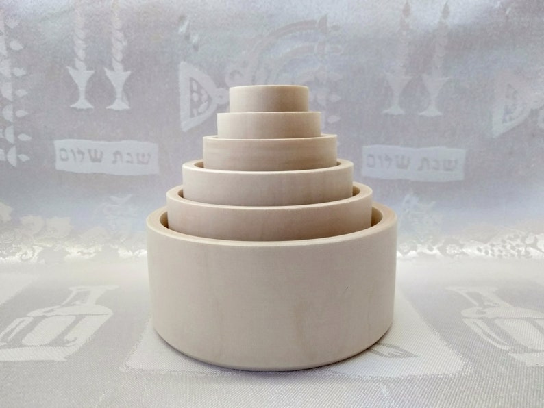 Wooden bowls cups stacking blank pyramid. Etsy