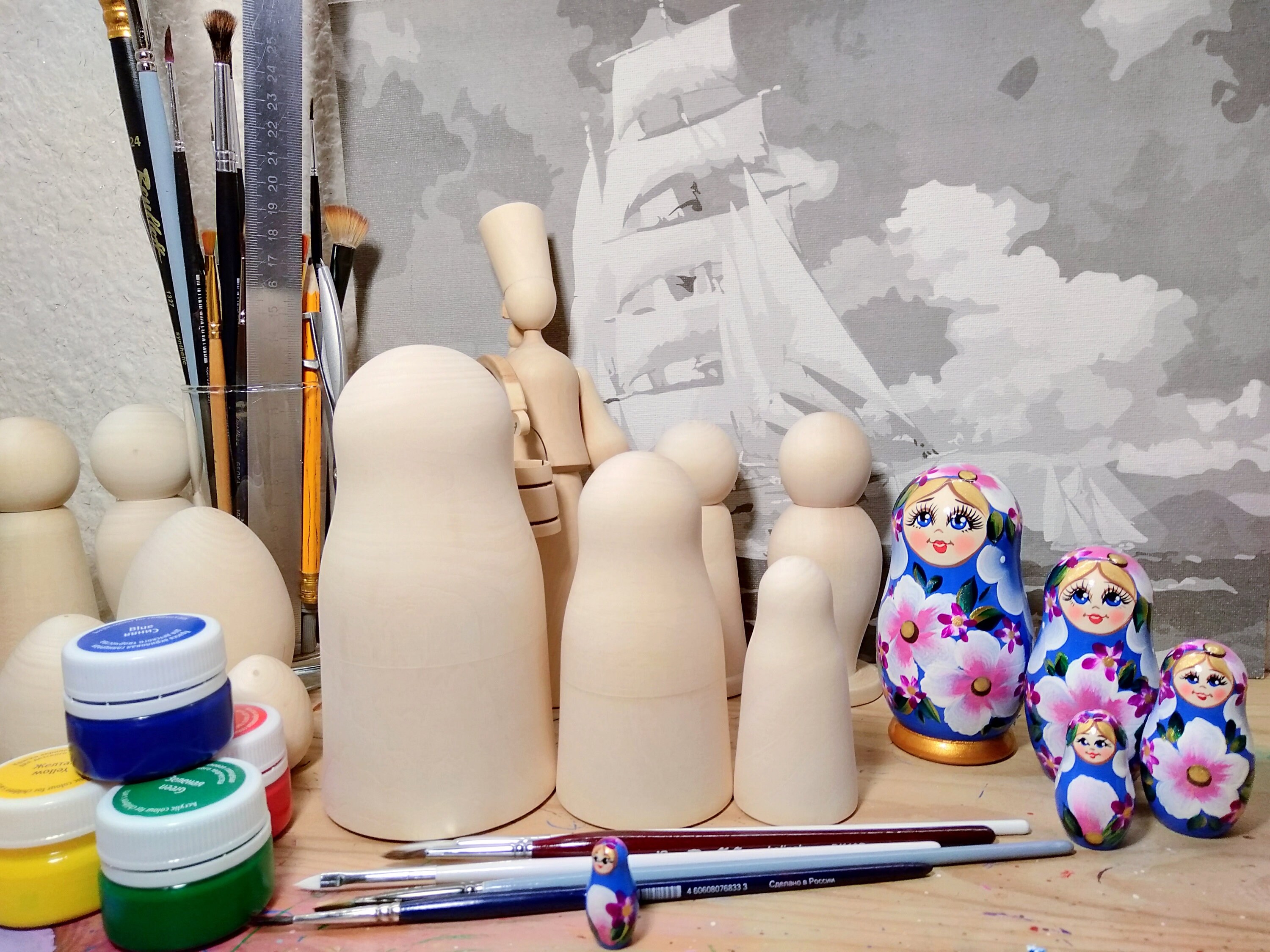 Blank nesting doll3 pieces.Set of unpainted wooden dolls Etsy