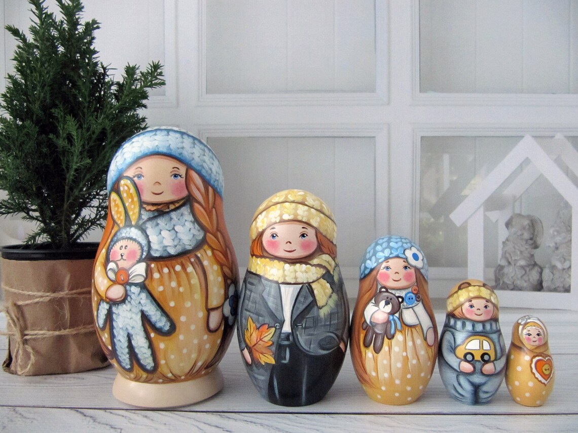 Nesting doll Wooden toy for a child. It is painted in the Etsy