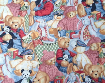 blue jean teddy bear fabric