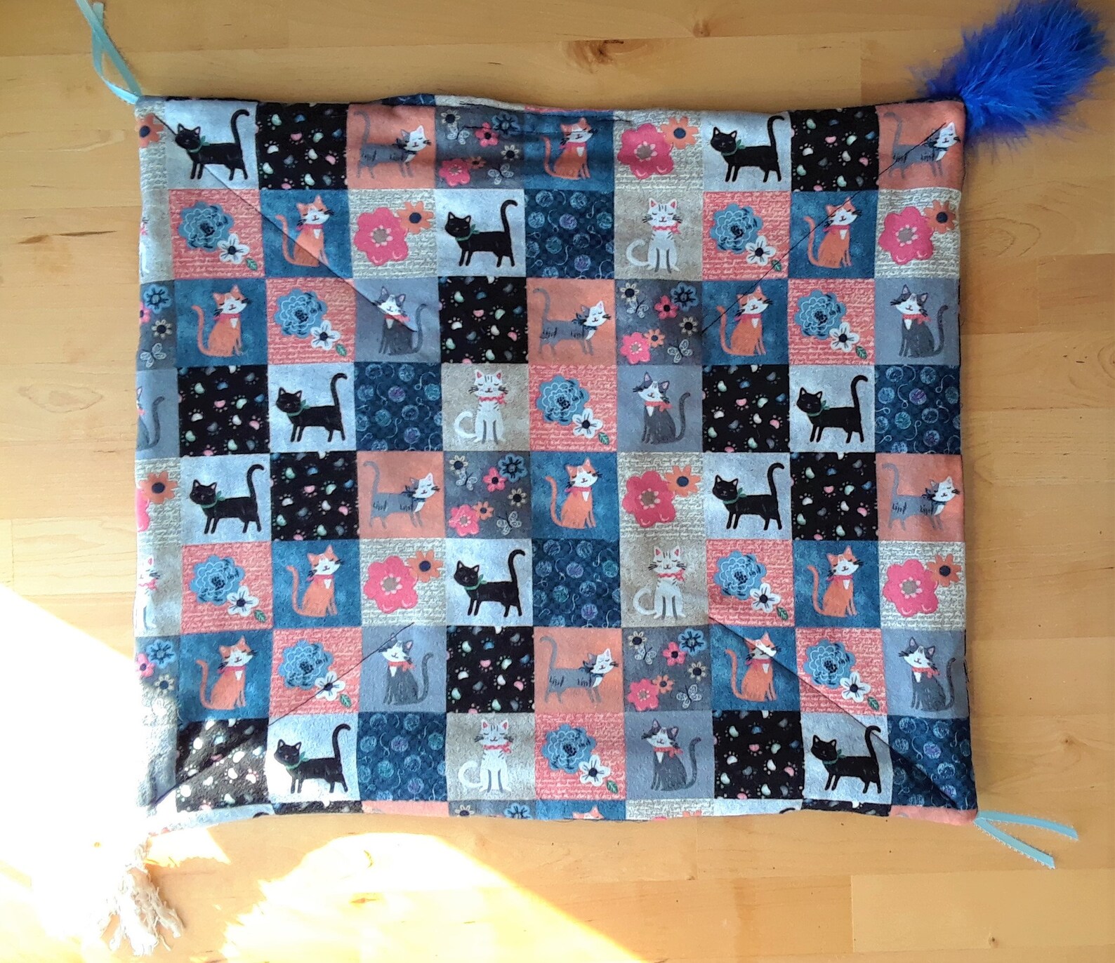 Blue Patchwork Pattern Refillable Catnip Crinkle Kitty Cat | Etsy