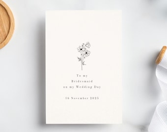 Personalized Bridesmaid Floral Card: Foiled Wedding Day Note