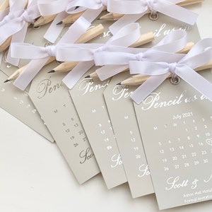Lápis de papel alumínio, Calendário Save the date, Convites de casamento, Convites de velino